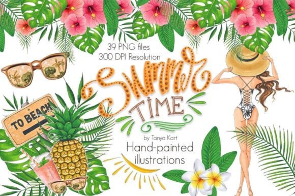 Download Summer Time Hand-Painted Clipart - Paint Collection