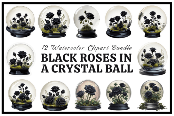 Download Black Roses in a Crystal Ball Art Bundle - Roses Collection