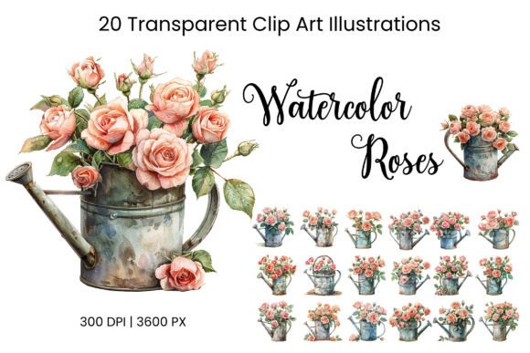 Download Watercolor Soft Pink Roses in a Pot - Roses Collection