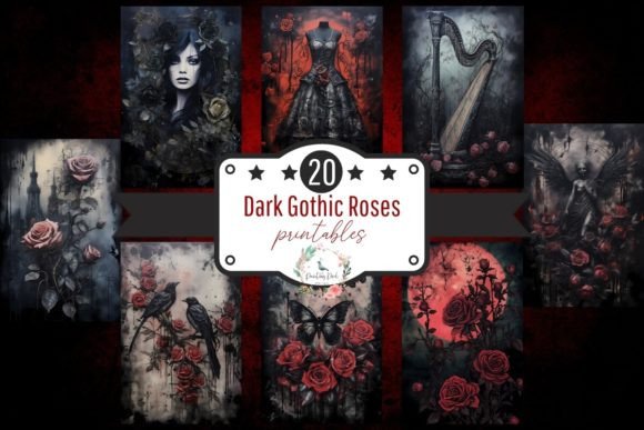Download Various Dark Gothic Roses Digital Paper - Roses Collection