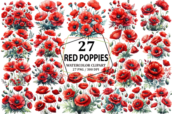 Download Watercolor Red Poppies Clipart Design - Poppies clipart Collection