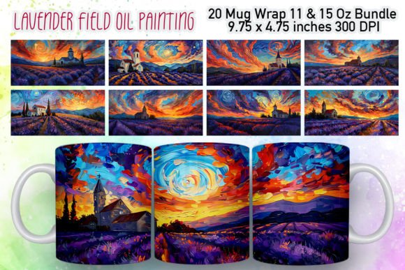 Download Oil Painting Lavender Field Wrap Bundle - Paint Collection