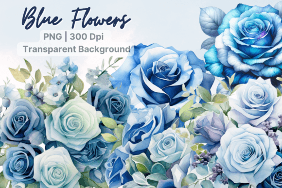 Download Blue Roses Clipart, Watercolor Flowers - Roses Collection