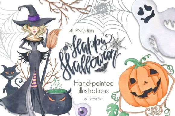 Download Happy Halloween Hand-Painted Clipart - Paint Collection