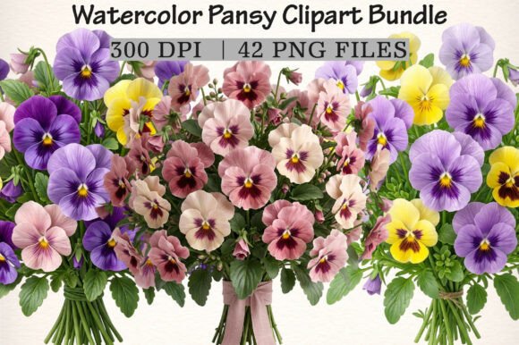 Download Watercolor Pansy Clipart Bundle - Pansy Collection