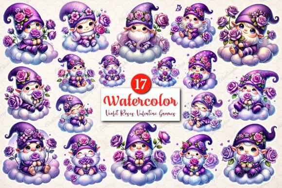 Download Violet Roses Valentine Gnomes Clipart - Roses Collection