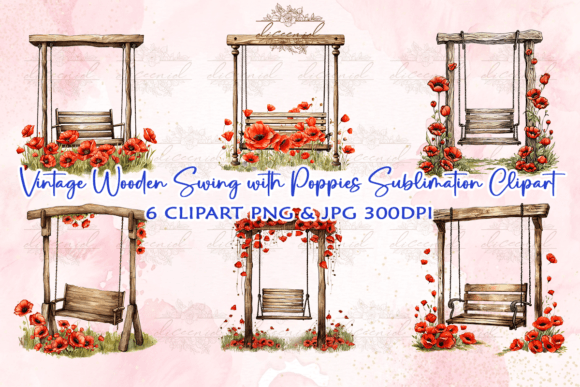 Download Wooden Swing with Poppies Clipart - Poppies clipart Collection