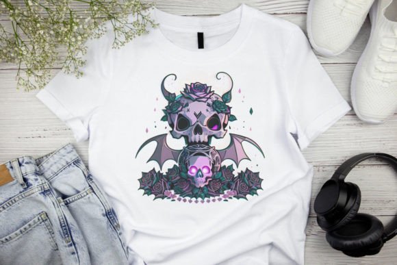 Download Halloween Skull Totem with Black Roses - Roses Collection