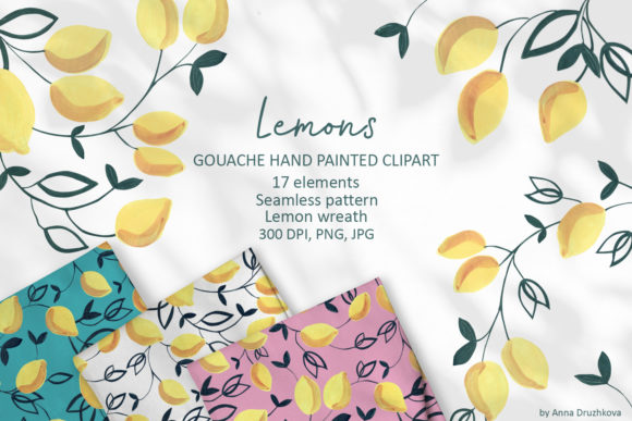 Download Lemons Gouache Hand Painted Clipart - Paint Collection