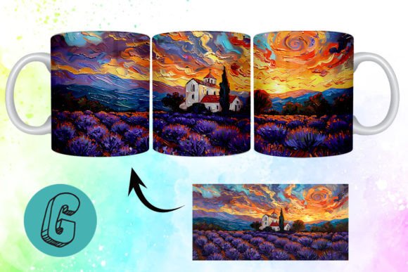 Download Oil Painting Lavender Field Mug Wrap 11 - Paint Collection