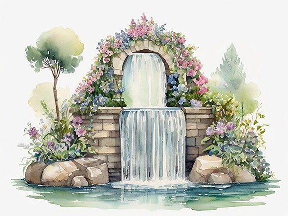 Download Watercolor Painting of a Flower Garden - Paint Collection