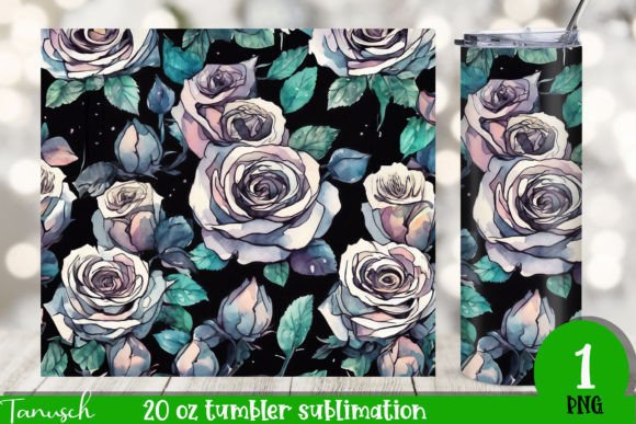 Download Watercolor Black Roses 20 Oz Tumbler PNG - Roses Collection