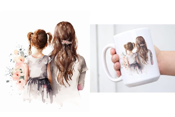 Download Mom and Daughter Watercolor Painting - Paint Collection
