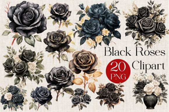 Download Black Watercolor Roses Clipart - Roses Collection