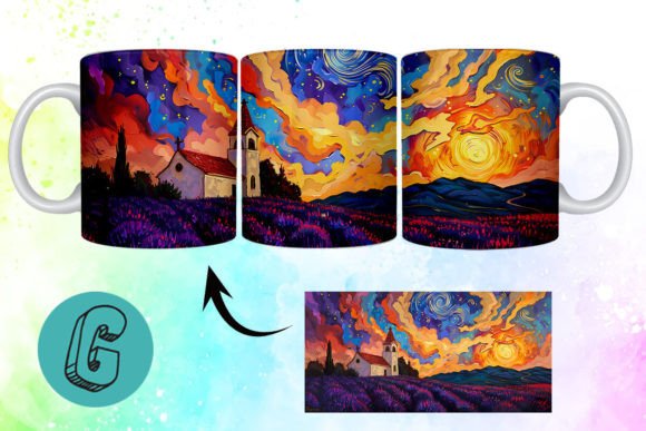 Download Oil Painting Lavender Field Mug Wrap 20 - Paint Collection
