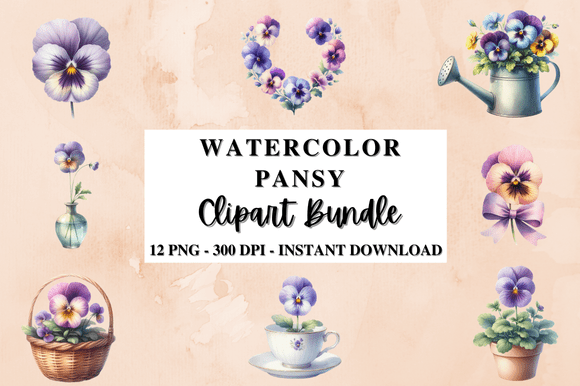 Download Watercolor Pansy Clipart Bundle - Pansy Collection
