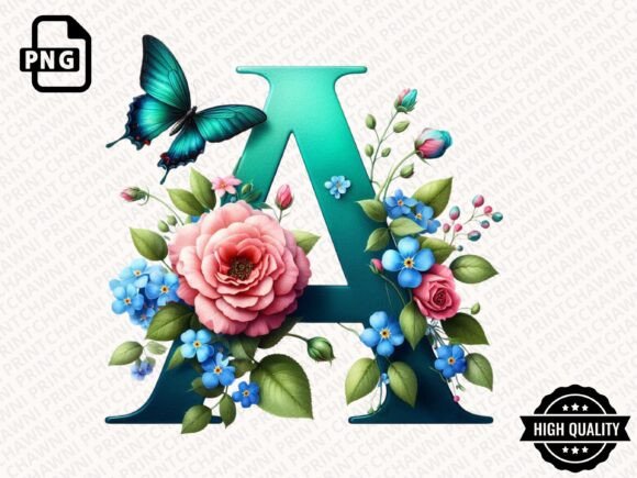 Download Roses &amp; Butterflies Alphabet Clipart PNG - Roses Collection