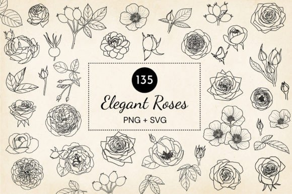 Download Hand-drawn Roses SVG Vector Bundle - Roses Collection