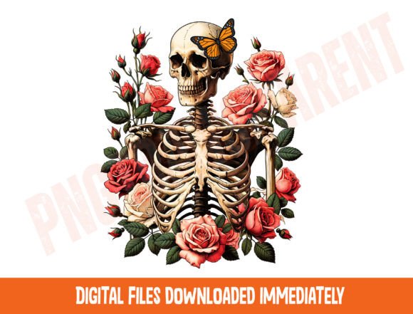 Download Skeleton and Roses Png, Gothic Floral - Roses Collection