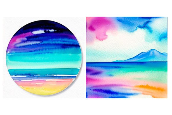 Download 2 Watercolor Painting Landscape - Paint Collection