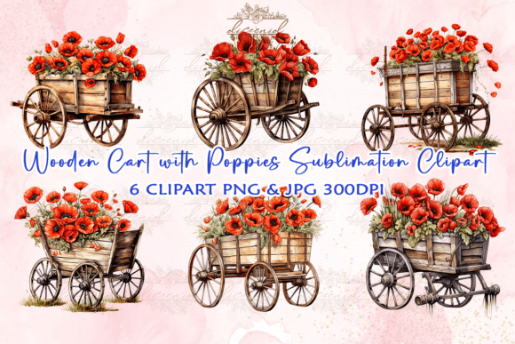 Download Wooden Cart with Poppies Clipart - Poppies clipart Collection