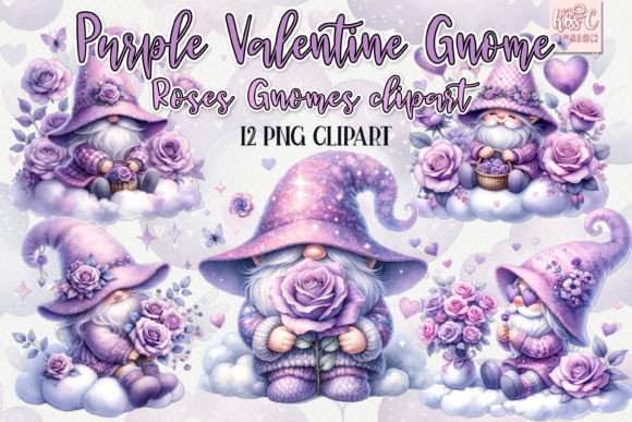 Download Watercolor Violet Roses Valentine Gnomes - Roses Collection