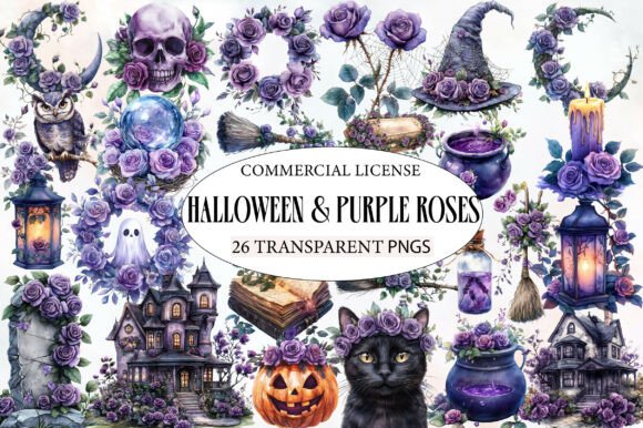 Download Halloween &amp; Purple Roses Clipart - Roses Collection