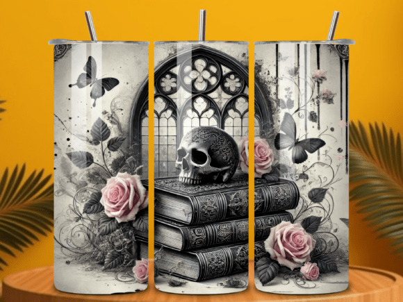 Download Book Lover Gothic Skull &amp; Roses Tumbler - Roses Collection
