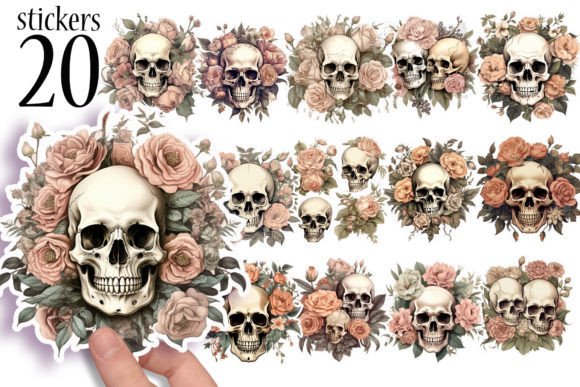 Download Skulls and Roses - Fun Goth Stickers PNG - Roses Collection