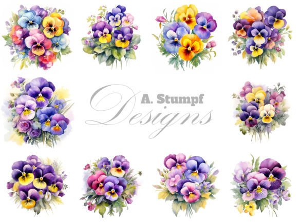 Download Pansy Flowers Clipart Watercolor Bundle - Premium Resources