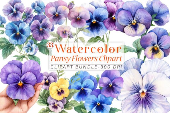 Download Watercolor Pansy Flowers Clipart - Pansy Collection