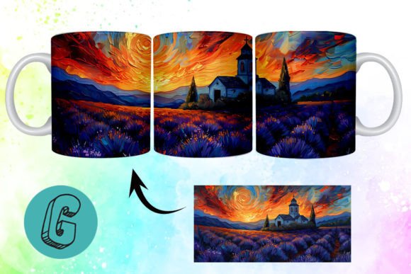 Download Oil Painting Lavender Field Mug Wrap 09 - Paint Collection