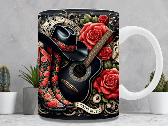 Download Dark Aesthetic Roses &amp; Guitar Mug Wrap - Roses Collection