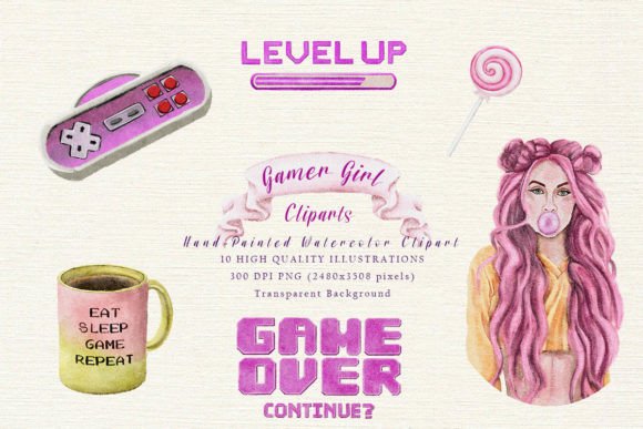 Download Gamer Girl Hand Painted Clipart - Paint Collection