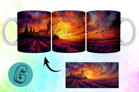 Download Oil Painting Lavender Field Mug Wrap 15 - Paint Collection