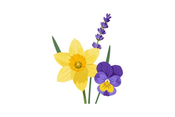 Download Yellow Daffodil Purple Pansy and Lavende - Pansy Collection