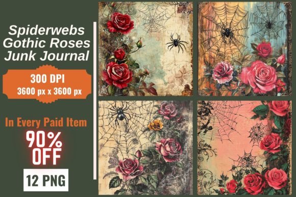 Download Spiderwebs Gothic Roses Junk Journal - Roses Collection