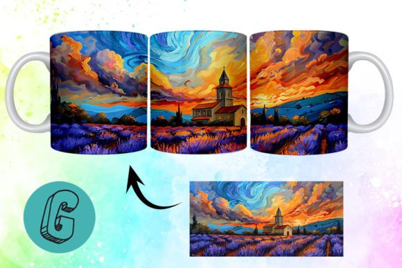 Download Oil Painting Lavender Field Mug Wrap 16 - Paint Collection