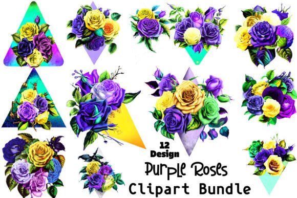 Download Purple Roses Clipart PNG Bundle - Roses Collection