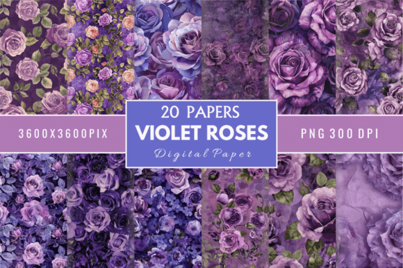 Download Violet Roses Digital Paper Bundle - Roses Collection